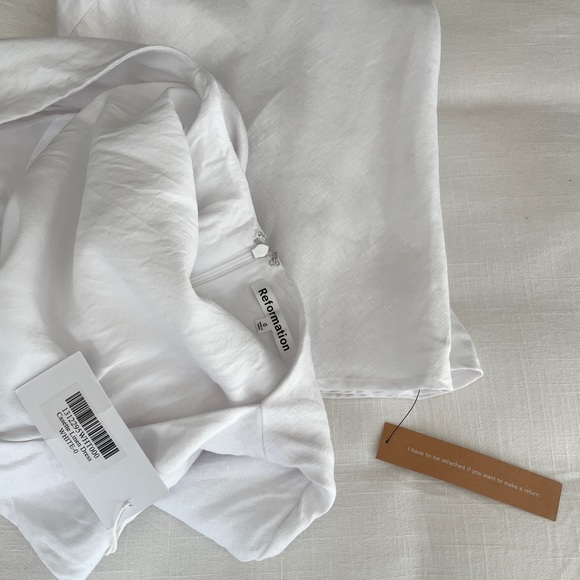 NWOT Reformation Casette Linen Sleeveless Cowl Neck Maxi Dress in Solid White, 0 - Picture 5 of 8